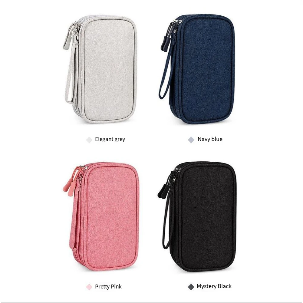 Data Cable Storage Bag Waterproof Portable Carry Case Travel Organizer Bag Double Layers Portable And Compact Storage Bag