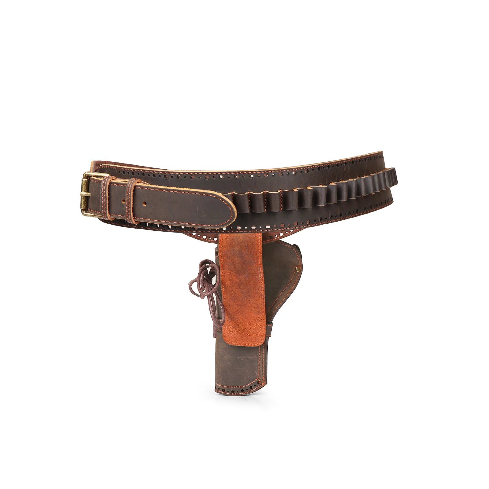 Tourbon Hunting Accessories Leather Pistol Holster Waist Bag Handgun Pouch Shell Ammo Belt 20 Rounds Fits 44/45 Cartridges