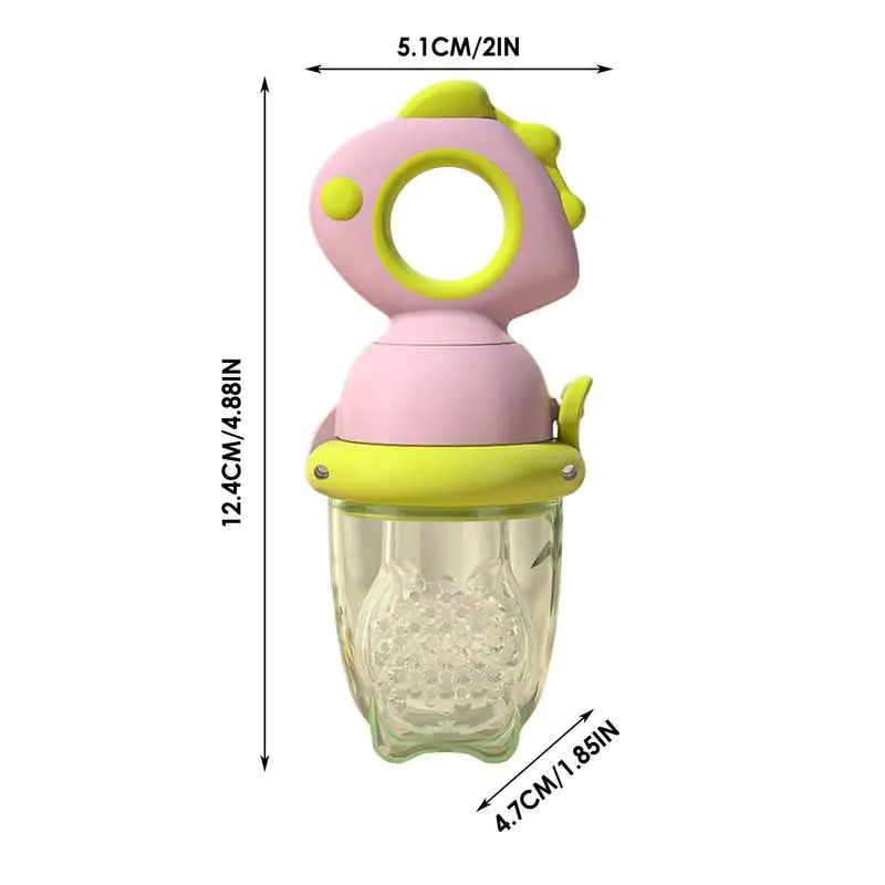 Chupete de silicona con diseño de dinosaurio para bebé, alimentador de frutas, grado alimenticio masticable, chupete de comida innovador con polvo