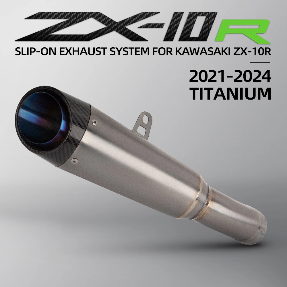 

For the kawasaki zx10r motorcycle exhaust modified titanium alloy middle link pipe with Integrated mid tail carbon tip muffler