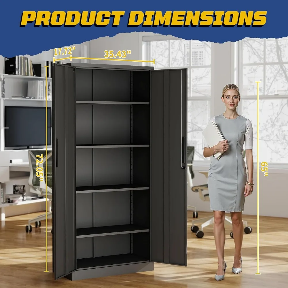 Metal Storage Cabinet with Adjustable Shelves, 72
