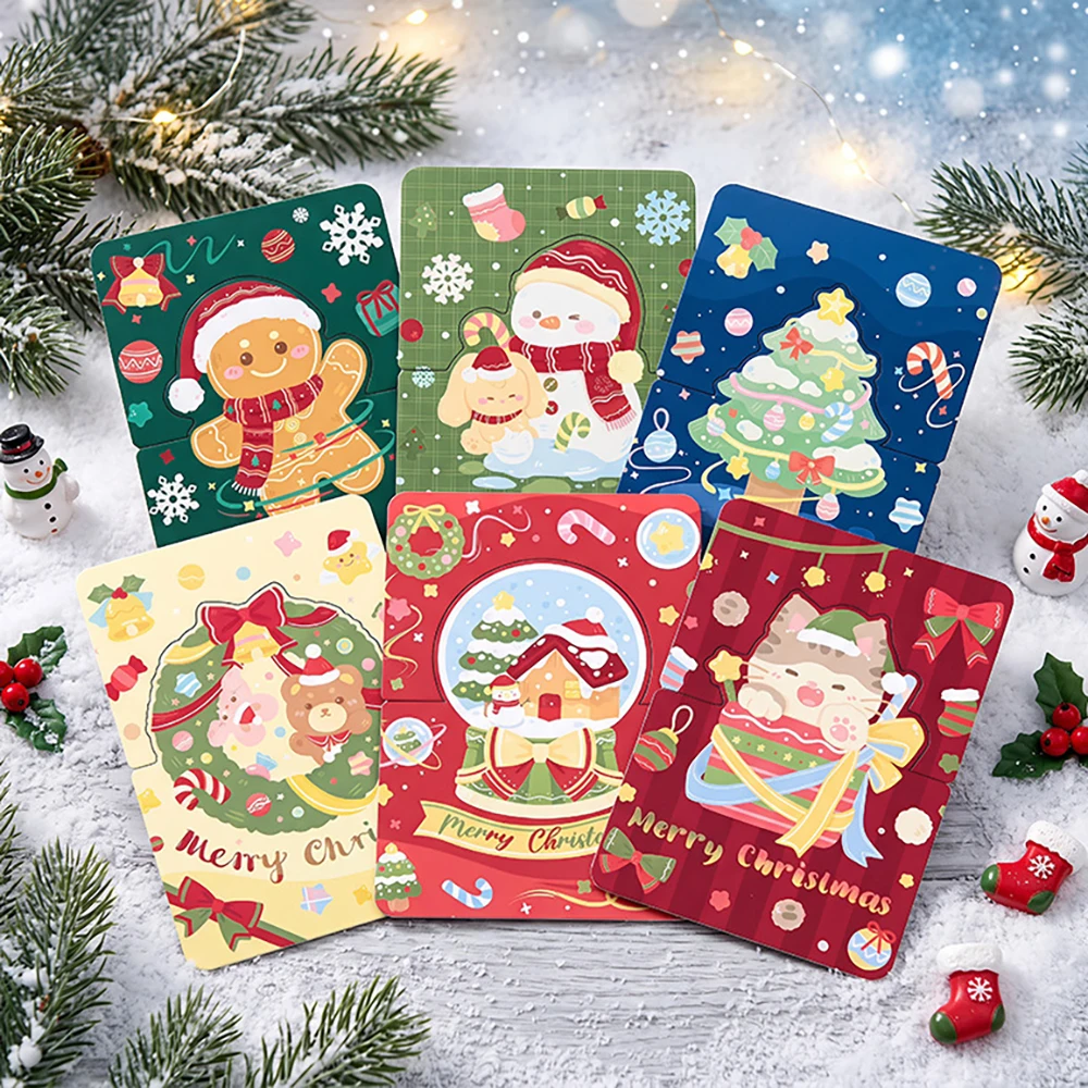 12 pcs Christmas 3D greeting card, shaped folding cartoon gift, message box, decorative card