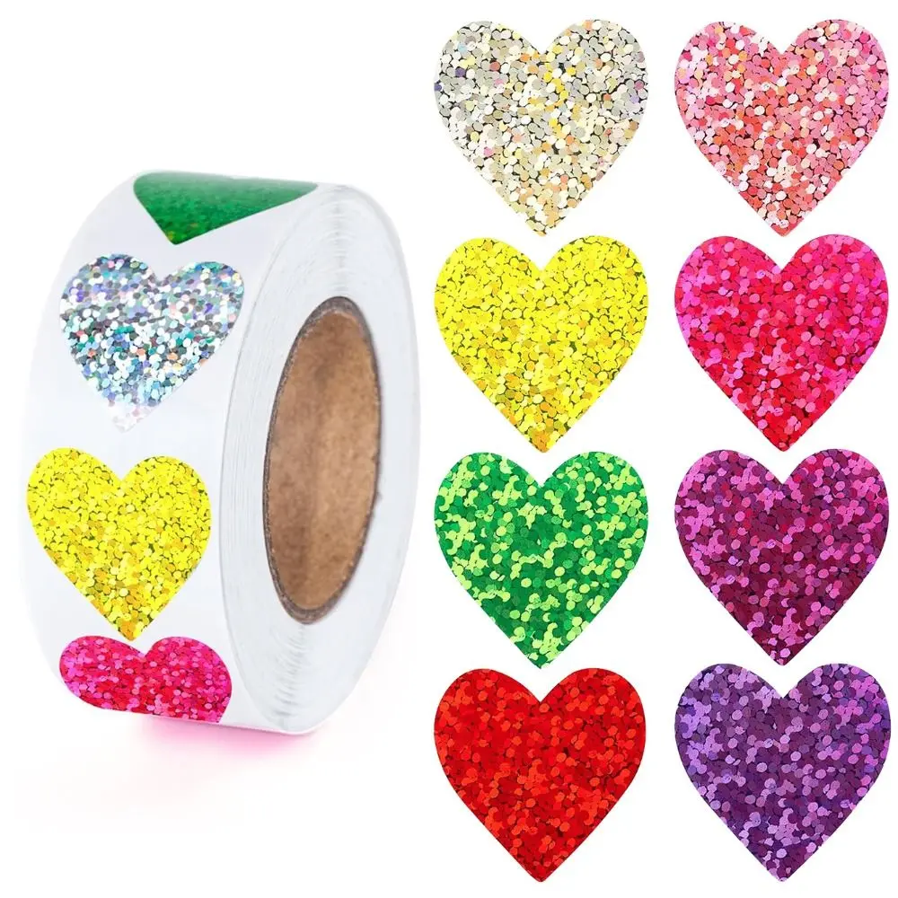 

500pcs Love Heart Stickers Self-adhesive Blank Sealing Label Handmade Exquisite Reward Sticker Valentine's Day