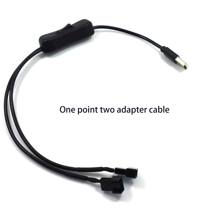 สายอะแดปเตอร์สำหรับจ่ายไฟของพัดลม1ถึง2ทาง USB ไปยังขั้วต่อพัดลม PWM 5V พร้อมสวิตช์เปิด/ปิด22AWG 40ซม./15.75in