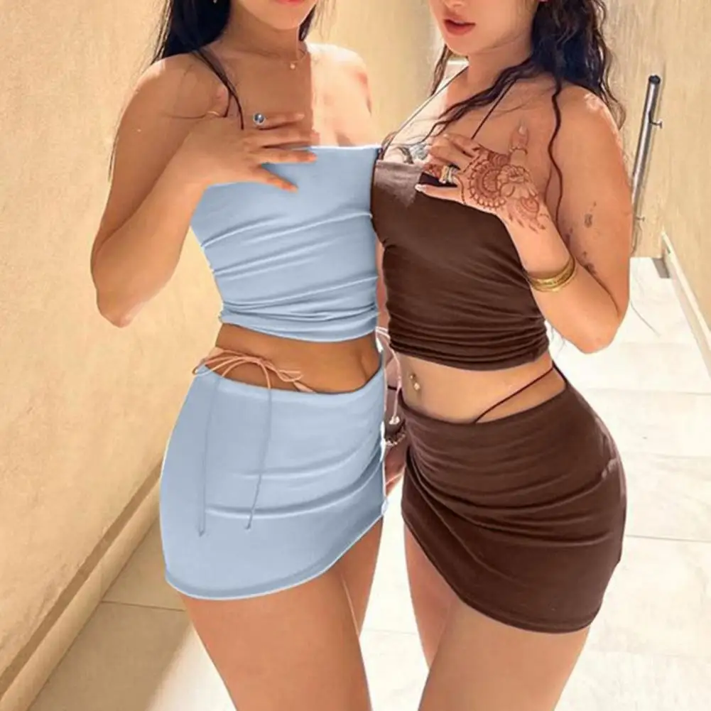 

Женские топы без рукавов весна-лето 202, мини-юбки для вечеринок и клубов, одинаковые комплекты из двух предметов, наряды для отпуска, оптовая продажа товаров для бизнеса