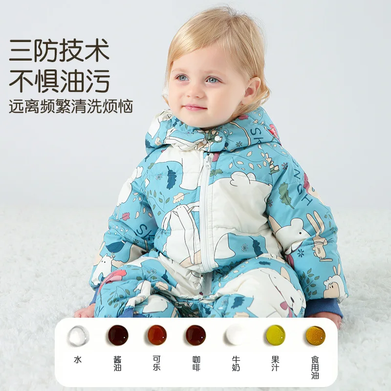 Baby down cotton jacket, autumn and winter clothing, thickened outerwear, men's and women's baby winter jumpsuit, climbing suit,