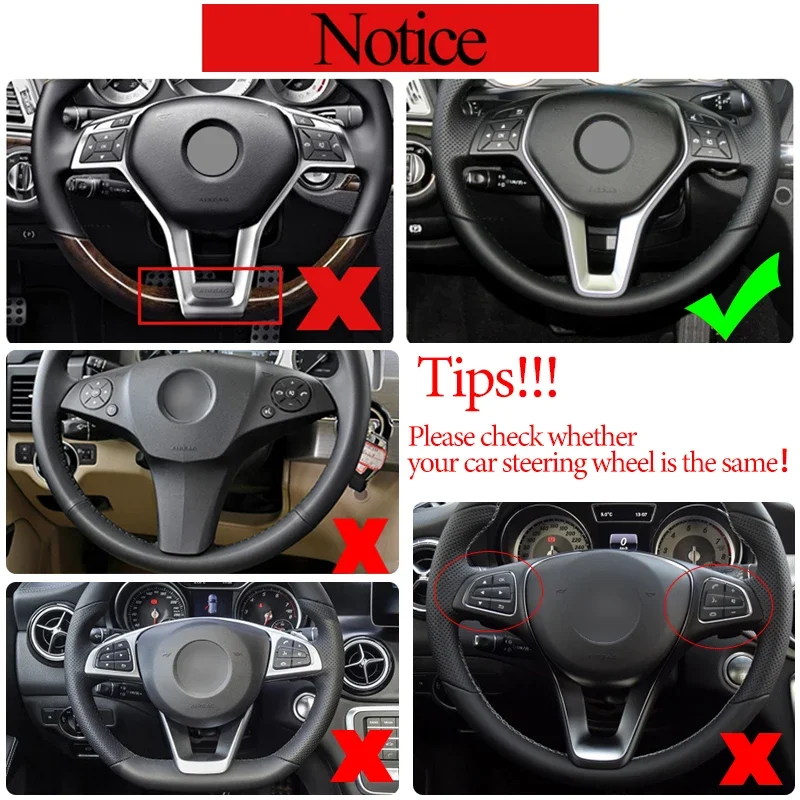 For Mercedes Benz A B C E GlA GLK Class W176 W246 W204 W207 W218 W212 Car Steering Wheel Decorative Frame Trim  Accessories