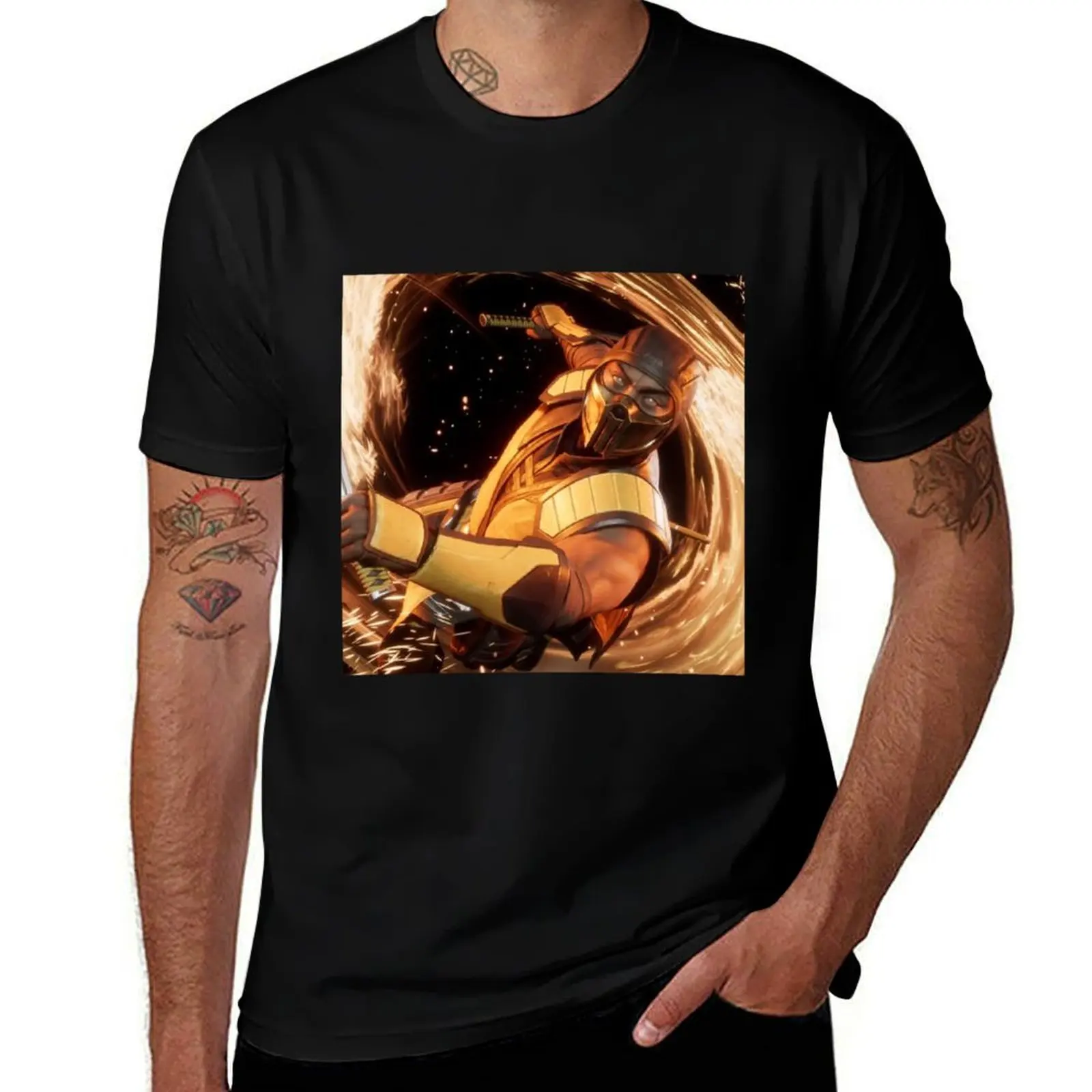Scorpion - Get over here! Mortal Kombat T-Shirt Non-Shrink Basic Cotton T-Shirt