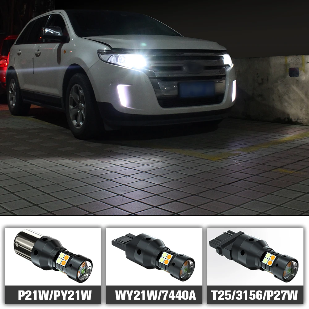 2 قطعة Canbus LED وضع مزدوج بدوره إشارة النهار تشغيل ضوء DRL اكسسوارات لفورد اكسبلورر 2011 2012 2013 2014 2015