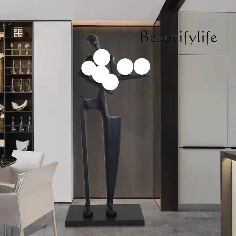 

Nordic Abstract Figure Sculpture Floor Lamp Living Room Light Luxury FRP Humanoid Art Ornaments