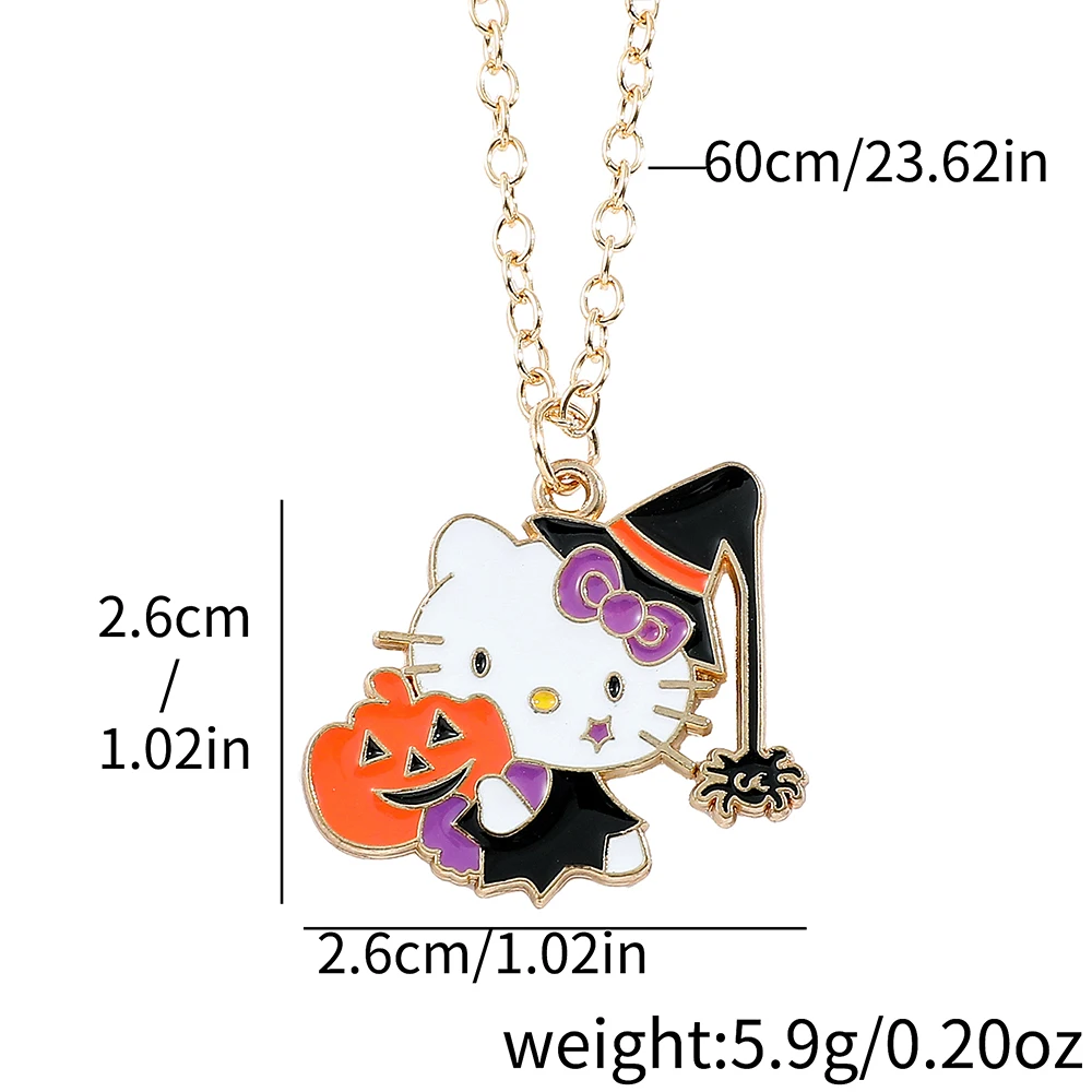 Sanrio Cartoon Fashion Hello Kitty Necklace Cute Kitty Cat Halloween NeckChain For Women Girls Party Charm Jewellery Gifts