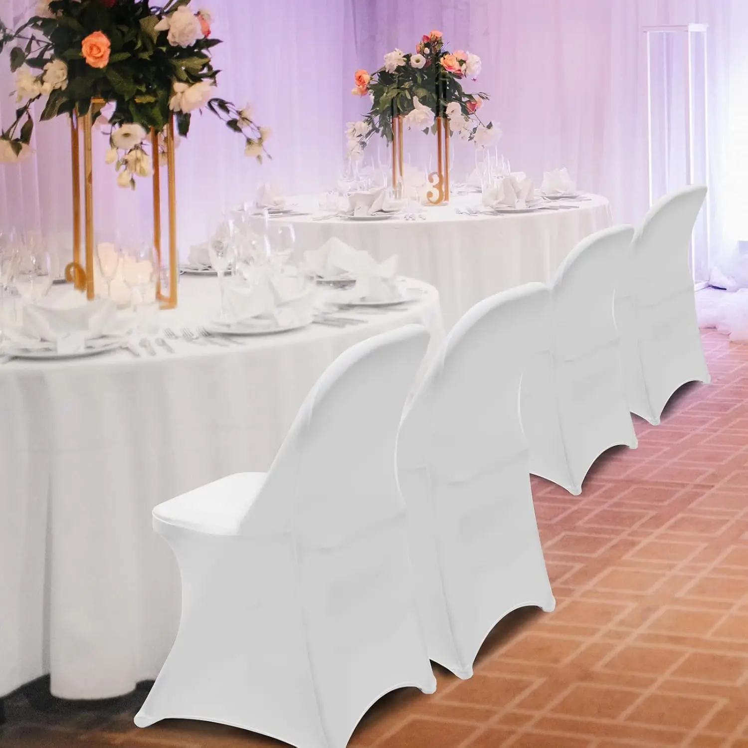 Folding Chair Covers, 100PCS Upgrade Universal Fitted Stretch Spandex Chair Cover Protector for Wedding,Party,Banquet