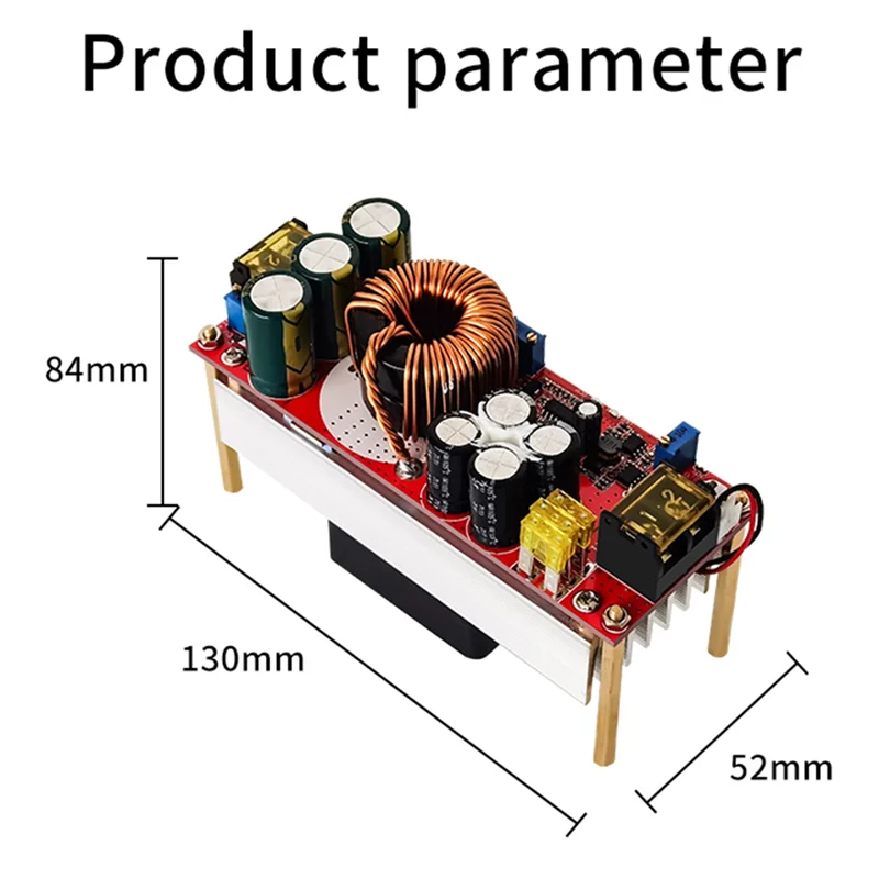 1500W DC-DC Booster Module 30A Adjustable Constant Voltage and Current Electric Vehicle Power Board+Fan 12-48V to 24-72V