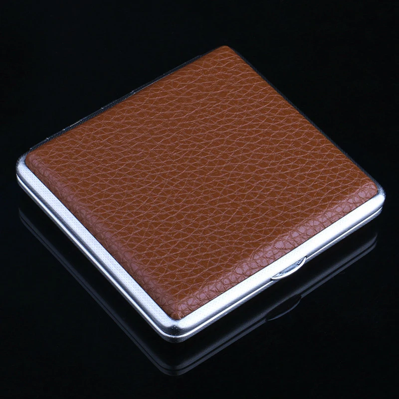 Men Leather Cigarette Box Cigar Case Smoking Accessories Cigarette Ladies Storage Cover Hold Gift Metal Leather Tobacco Boxes