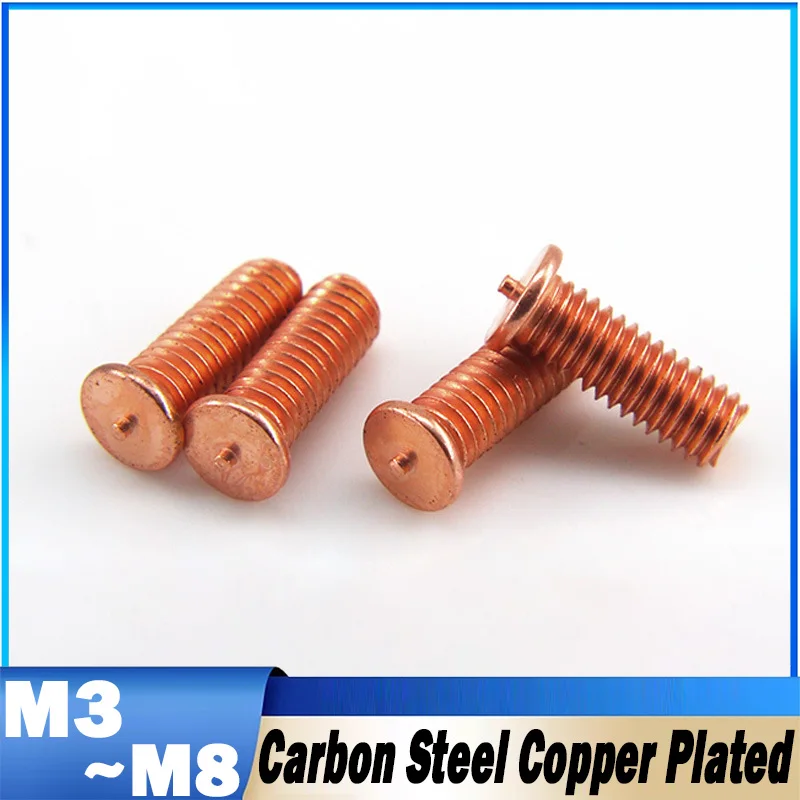 5~100Pcs Carbon Steel Copper Plated Stud Weld Spot Welding Screws M3 M4 M5 M6 M8 for Capacitor Discharge
