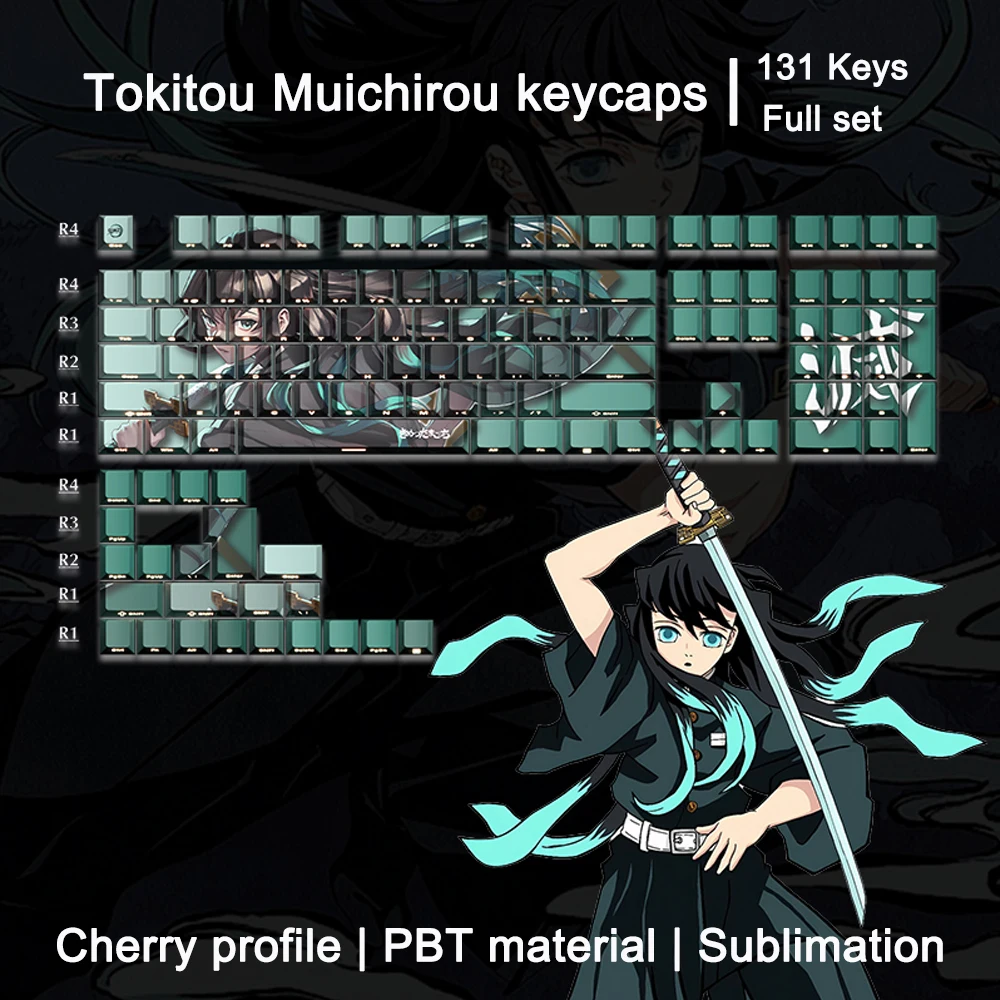 

Demon Slayer Theme Pbt Material Keycap Dye-sublimation Key Cap for Mechanical Keyboard Cherry Profile Anime Custom Only Keycaps