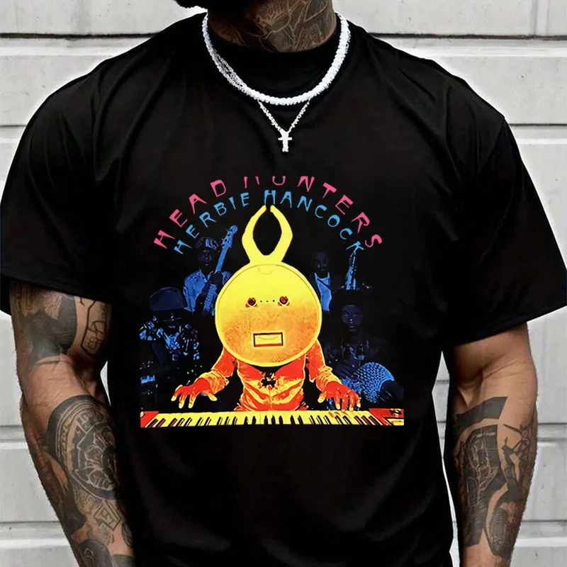 

Футболка с креативным принтом Head Hunters Herbie Hancock, летняя повседневная футболка с короткими рукавами, уличная одежда для мужчин и женщин, свободная футболка