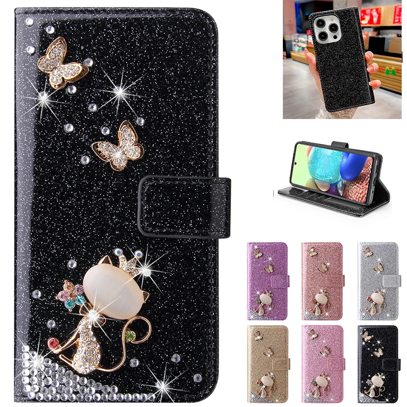 Glitter Wallet Case For Samsung Galaxy S26 Ultra S25 FE S24 Plus S23 S22 A14 A15 A16 A26 A36 A56 A35 A55 A34 A54 A37 A57 A17