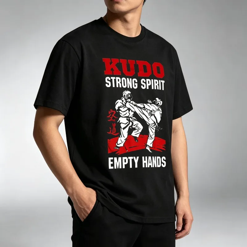 2026 Vintage Kudo Karate Strong Spirit Empty Hands Graphic T Shirt Unisex Cotton Short Sleeve Martial Arts Training Casual Tee