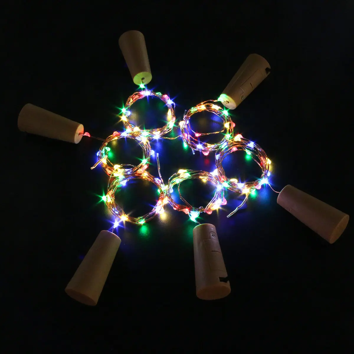 

6 Pcs Bottle Stopper Copper Wire Light String Glass Lights Decorative LED with Strands