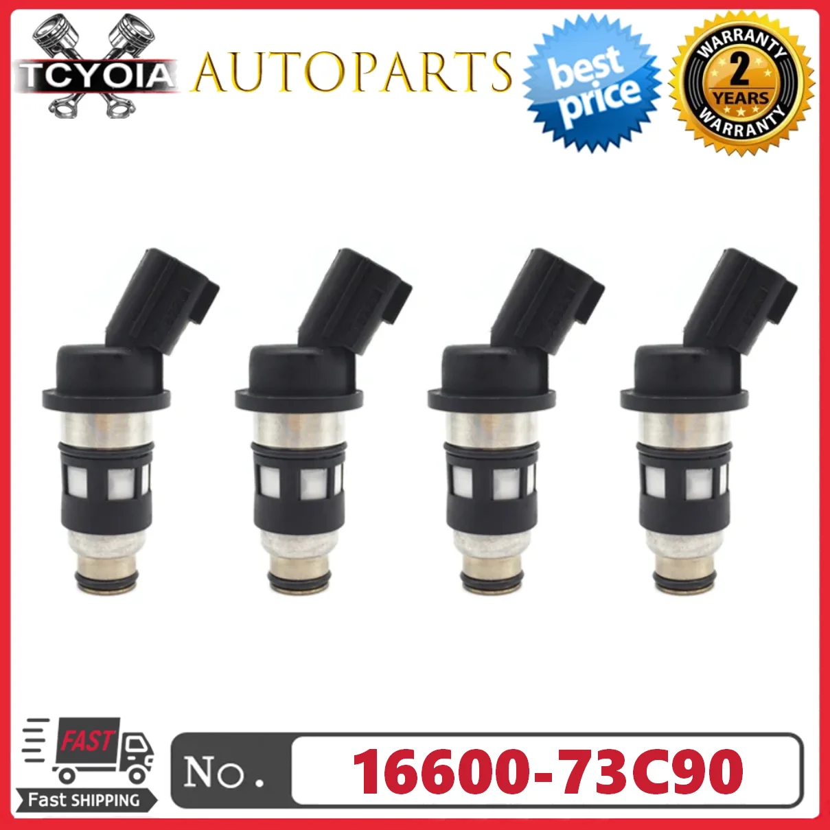 4Pcs Fuel Injectors 16600-73C90 JS50-1 Fits For 1997-2000 Sentra 1997-2017 Tsuru Almera Sunny Primera 1.6L