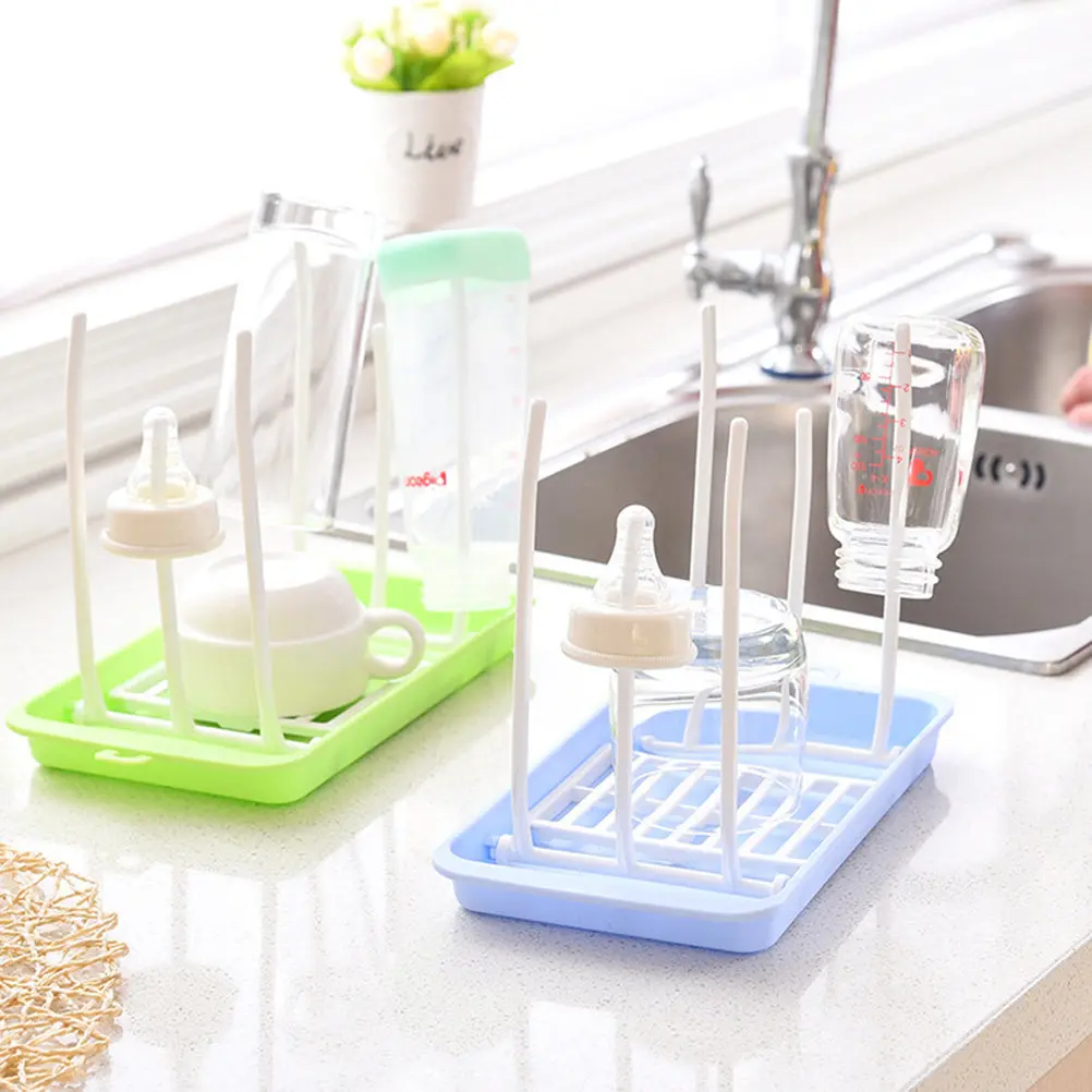 

Baby Bottle Drying Rack Foldable Food Grade PP Vertical Design Space Saving Countertop Dryer Rack Holder for Nipples Cups