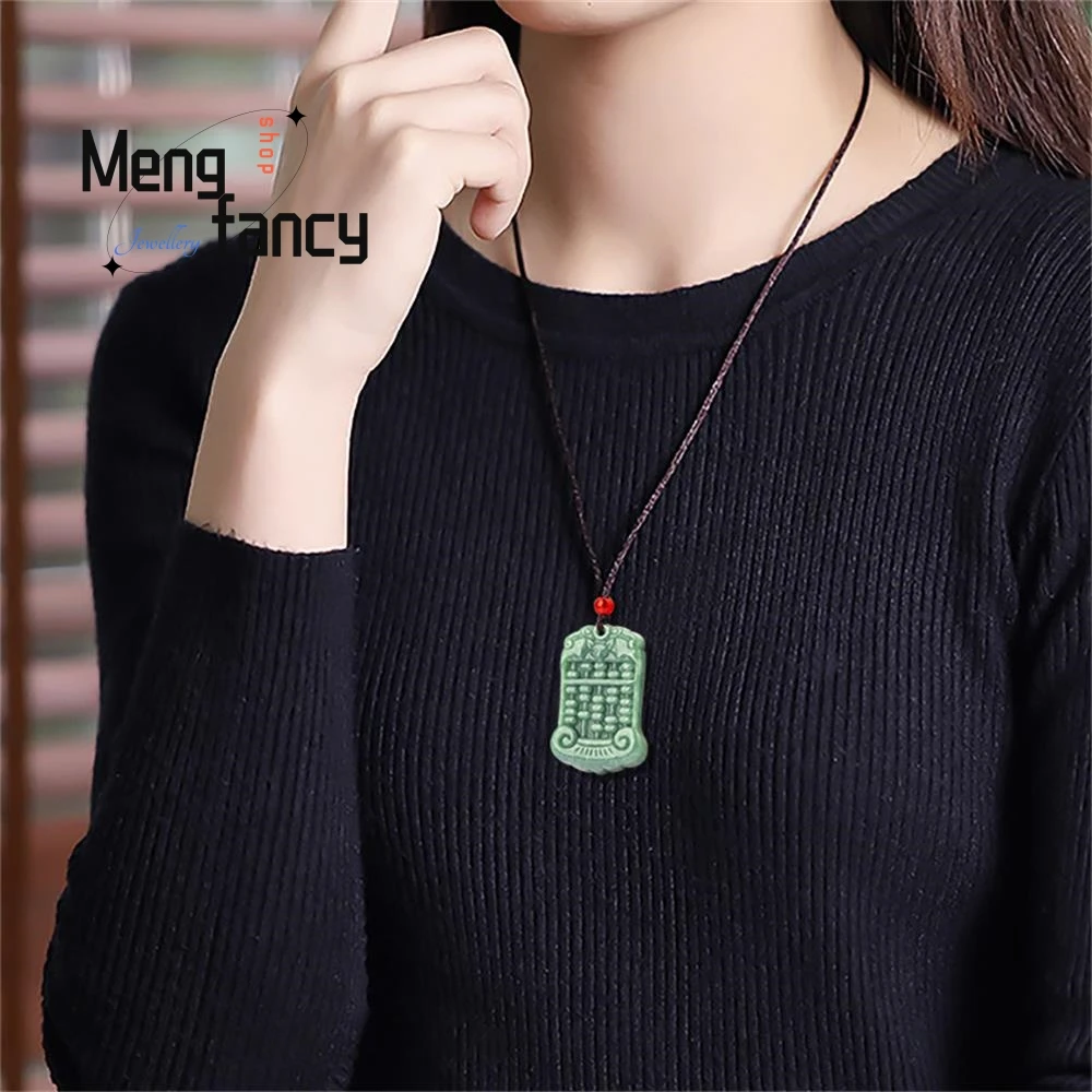 الجاديت الطبيعي روي المعداد قلادة بسيطة رائعة أنيقة الأزياء والمجوهرات الفاخرة أفضل بيع التميمة الحرف اليدوية هدية عيد #5