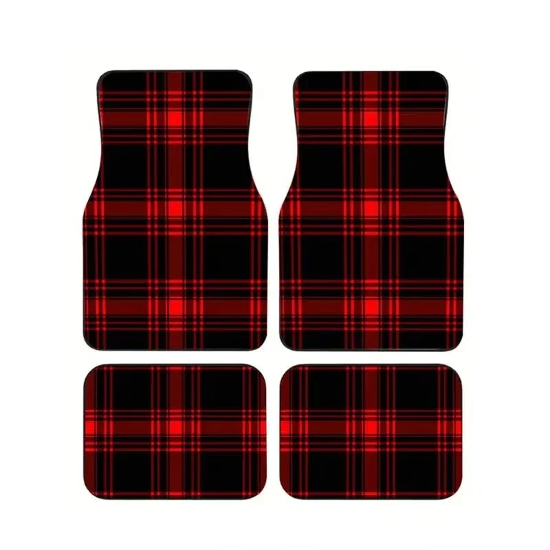 4-teiliger GTI Tartan Autofußmatten-Satz aus Polyesterfaser für die meisten Modelle, rutschfest, schmutzabweisend, langlebig, Vorder- und Hintermatten-Set, Auto-Zubehör – Detail 11