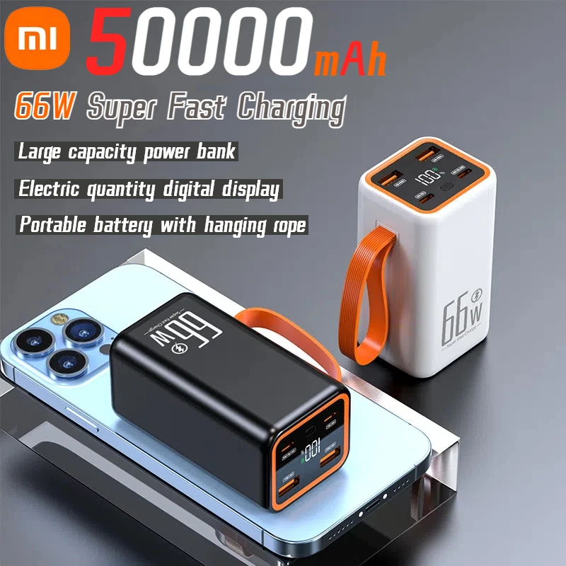 Портативный внешний аккумулятор Xiaomi 50000 мАч, 66 Вт, USB Type C, сверхбыстрая зарядка, внешний аккумулятор большой емкости для iPhone Huawei Samsung