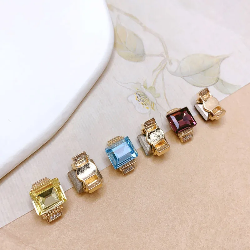 

10Pcs Quality Zircon Nail Art Jewelry 8x10mm Zircon Rectangle Rhinestone With Gold Sparkle Crystal Metal Base For Manicure Decor