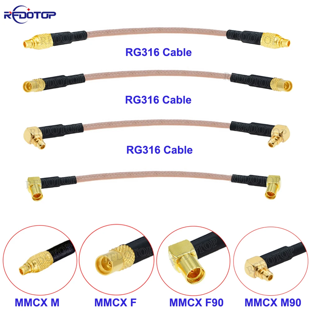 2Pcs/Lot RG-316 RF Coaxial Cable Pigtail Extension 50Ohm MMCX Male to MMCX Male/Female Connector 5CM-5M for Wireless Networking
