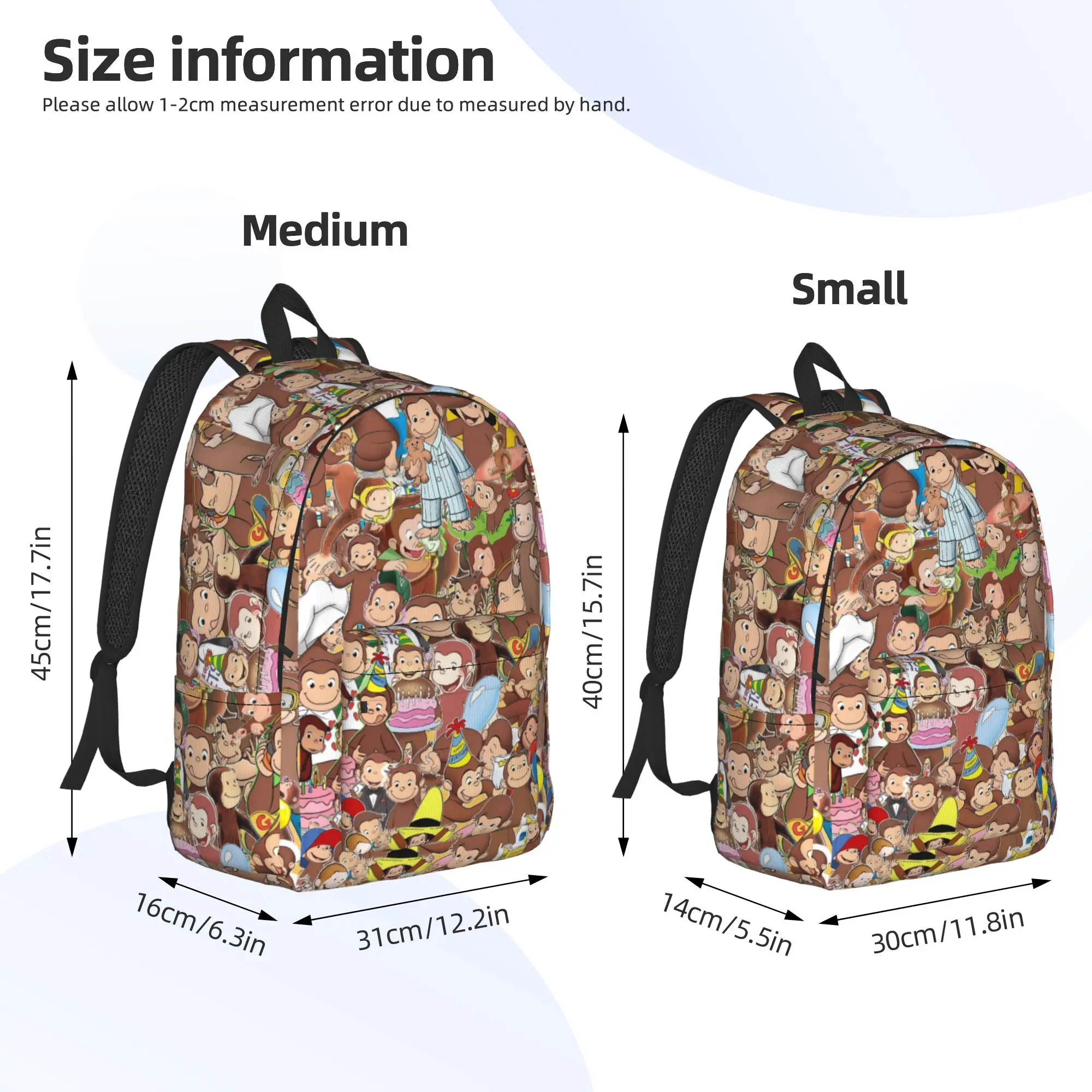 C-Curious George Backpack  Female Polyester Cycling Backpacks Print Casual School Bags Rucksack