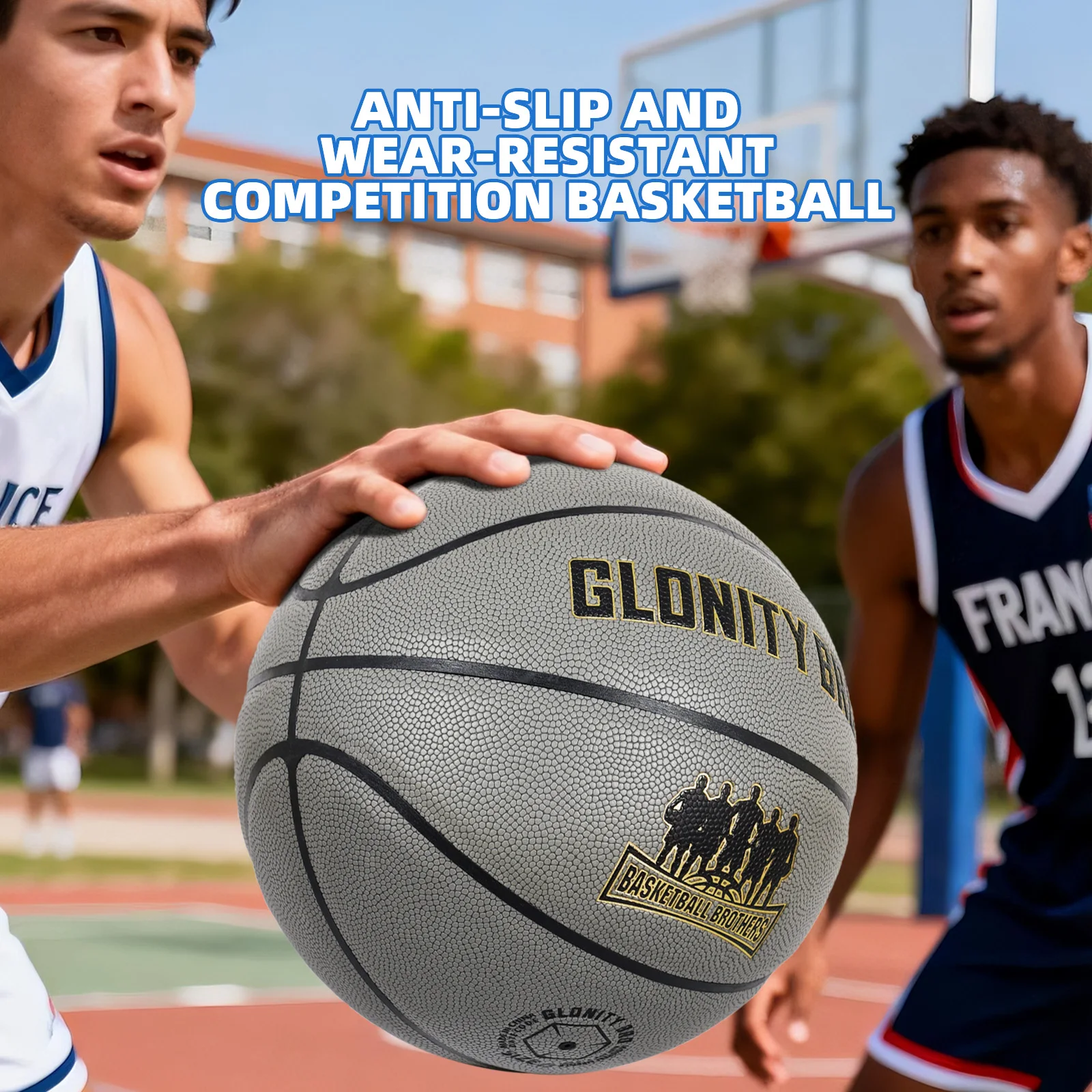 

Basketball Ball Dark Gray Composite Leather Outdoor Wear-resistant Official Size 5/6/7 For Adult Youth Team Game Ball Non-slip