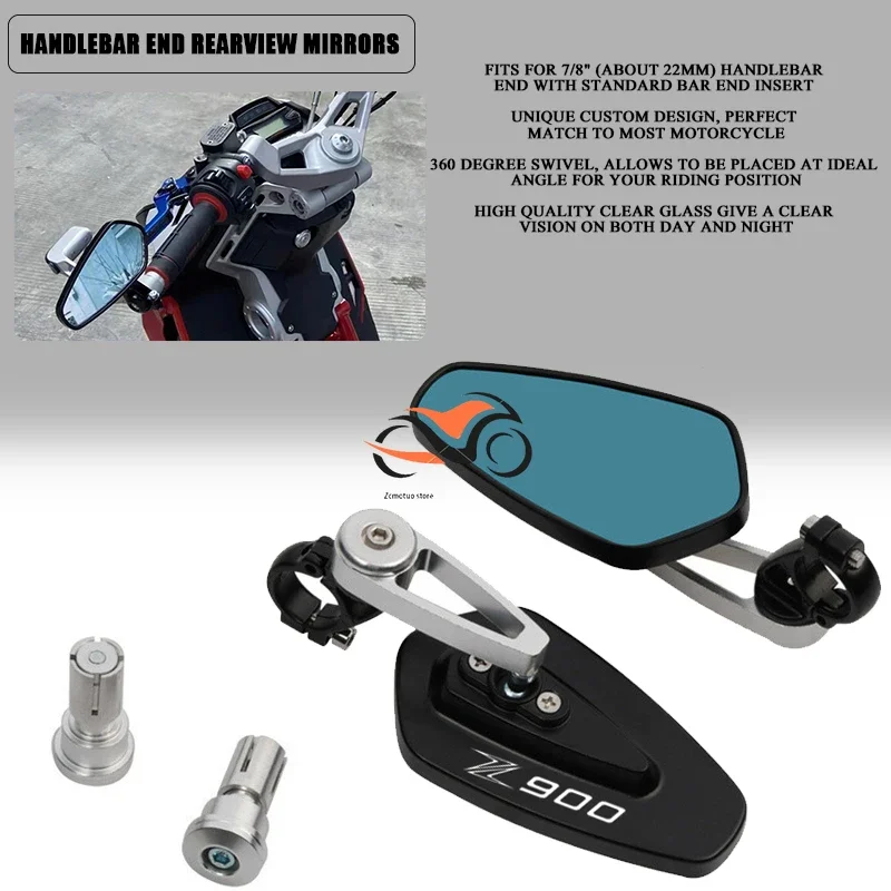 

7/8"22MM Motorcycle Mirror CNC Aluninum Handlebar End Rearview Mirrors For Kawasaki Z900 Z 900