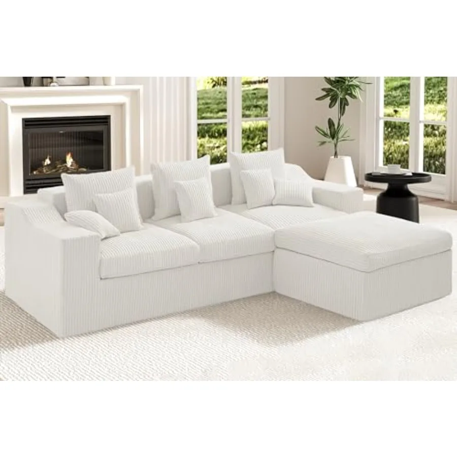 

Modular Sectionals, Big Comfy Cloud Couches, L Shaped 4 Seat Modular Sectional Sofa, Sectional Double Cushion Couches with Deep