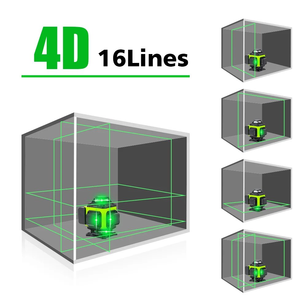 Imagem -03 - Green Laser Nível Usb Recarga 16 Linhas Auto-nivelamento 360 ° Horizontal e Vertical Super Nível Laser Intensivo Feixe Poderoso 4d