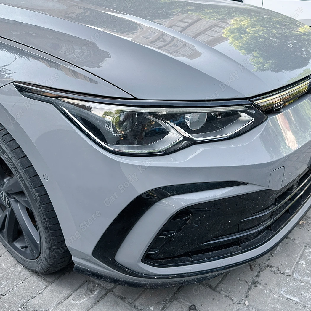 2 pièces brillant noir phare sourcil paupière pour VW Golf MK8 GTI GTD GTE R R-LINE TSI TDI 2020-2024 lampe frontale décoration corps Kits