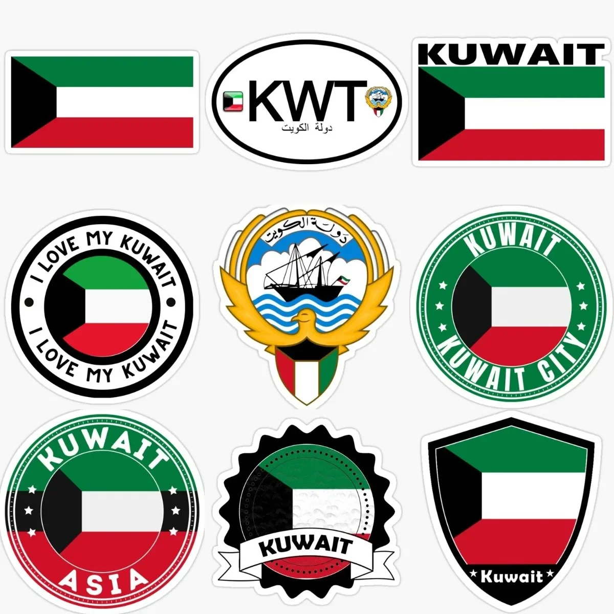 Наклейки флага Кувейта креативные ПВХ для автомобилей и байков