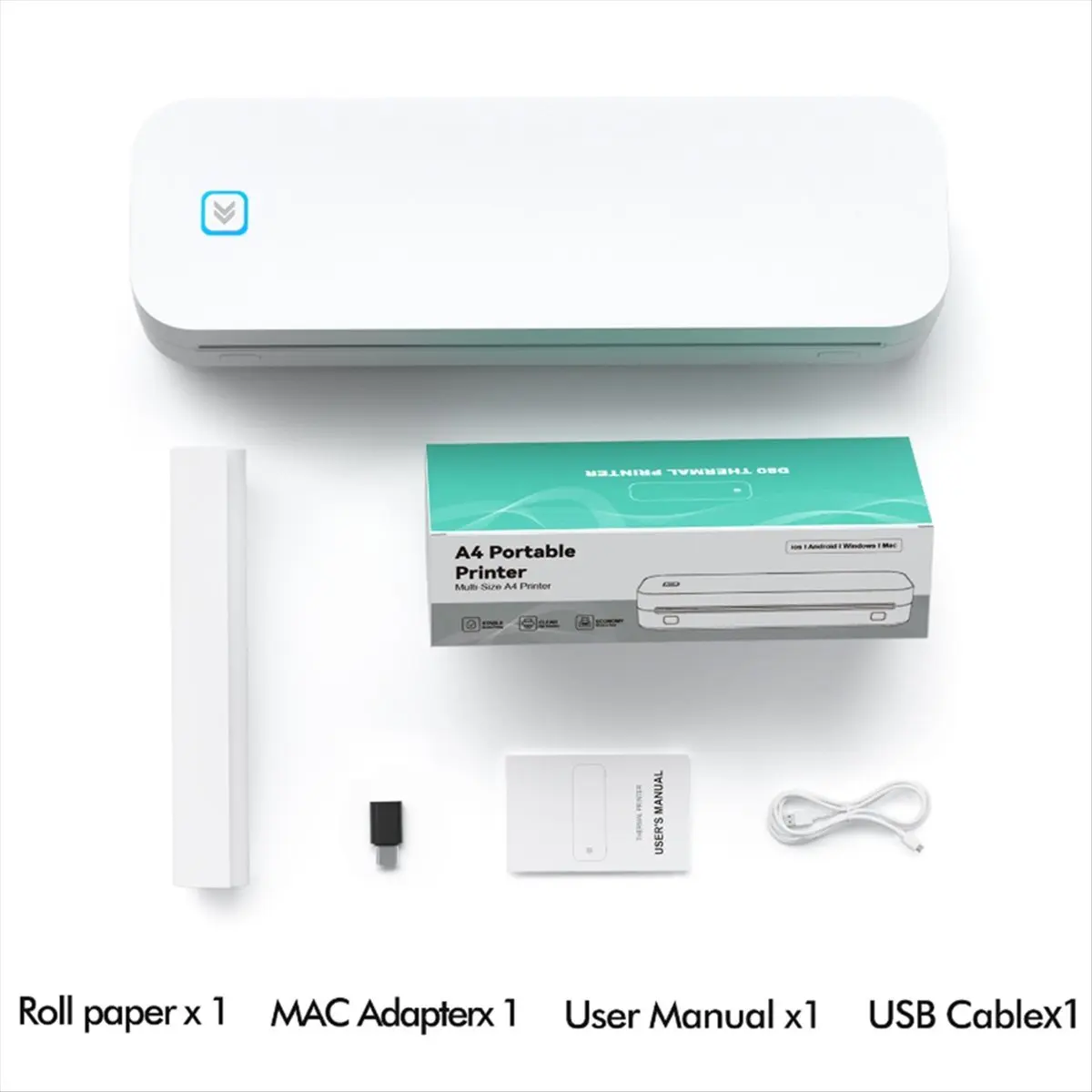 

T69C! Portable A4 Thermal Printer Inkless for Office Photo PDF Document Memo Stencil Printing White