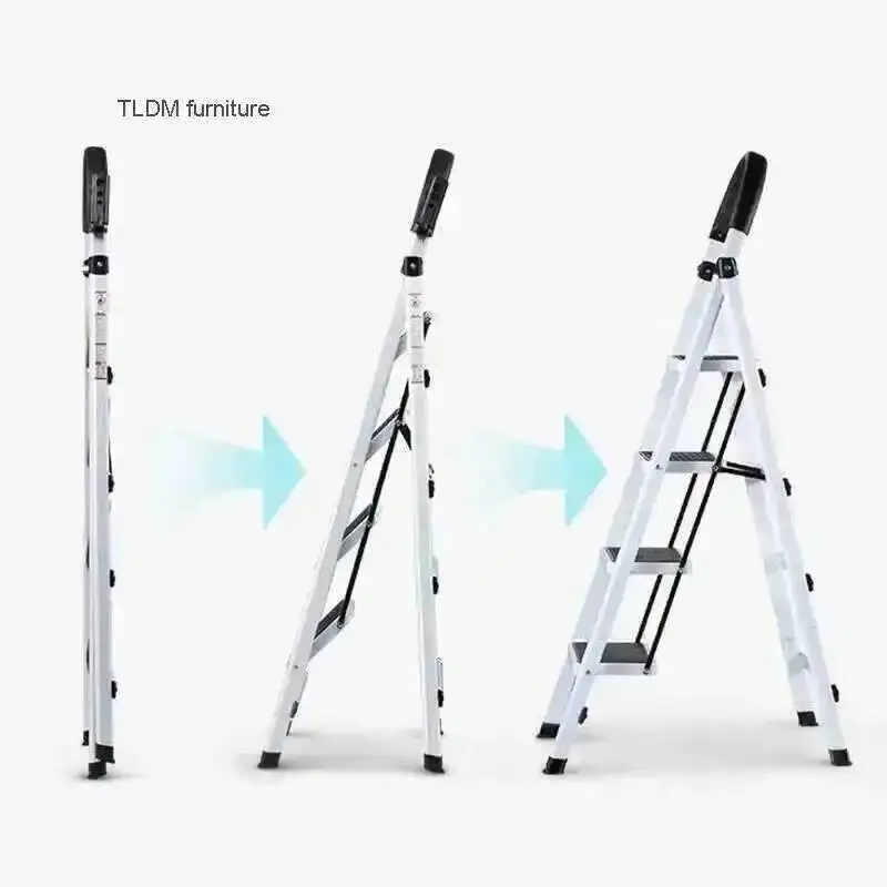 سميكة الصلب عدم الانزلاق خطوة متعددة الوظائف سلالم المنزل الأنابيب تقلص خطوة البراز تسلق الدرج داخلي للطي سلم #4