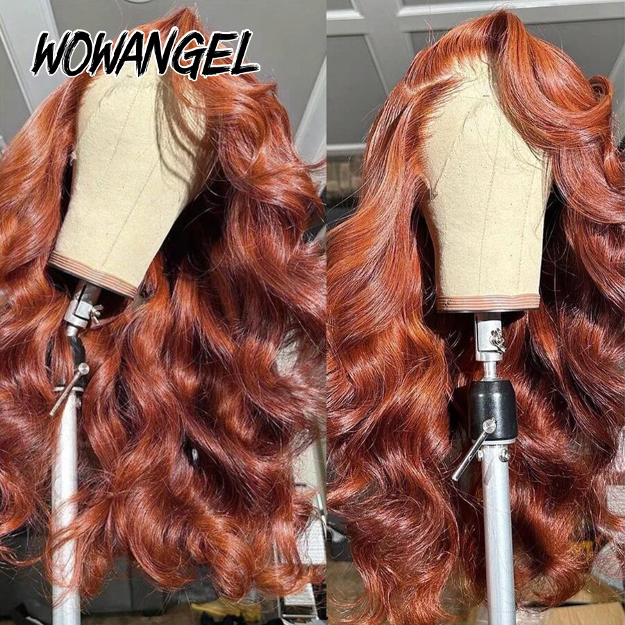 Pre Everything Rotbraune Perücke aus Echthaar, Body Wave, 13x6 HD Lace Frontal Perücken mit Baby Hair, vorgezupft CS33 # Farbige Perücken – Detail 3
