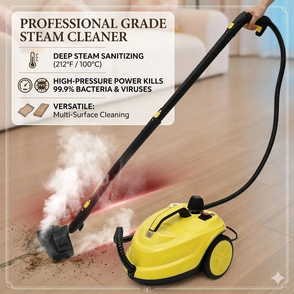 2000W High Pressure Steam Cleaner Machine Household 1.8L Tank with 5Bar Pressure for Kitchen Car Home Cleaning