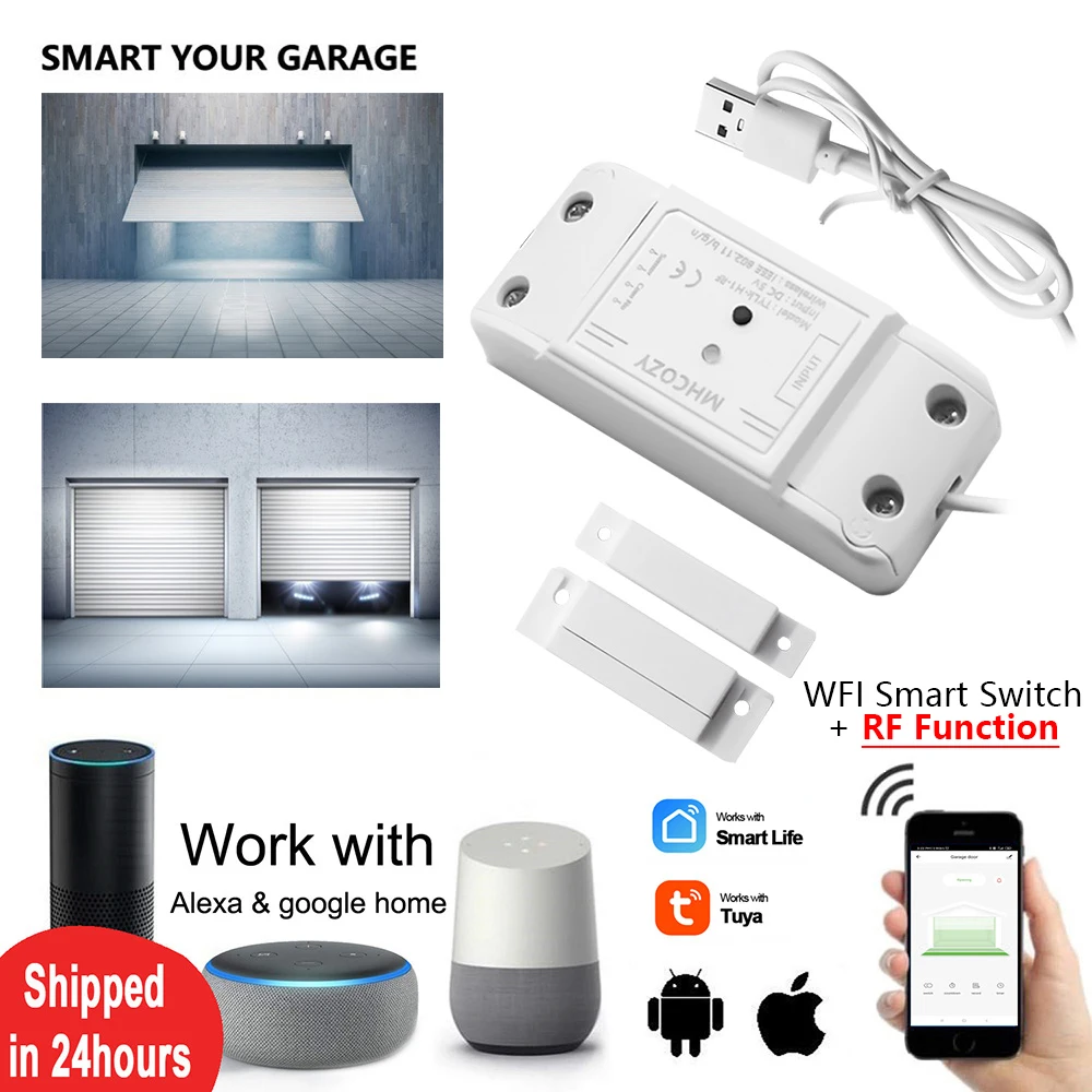 Tuya Smart Life Wireless Garage Door Controller Opener Remote WiFi Switch Voice Control Timer Work With Google Home Alexa