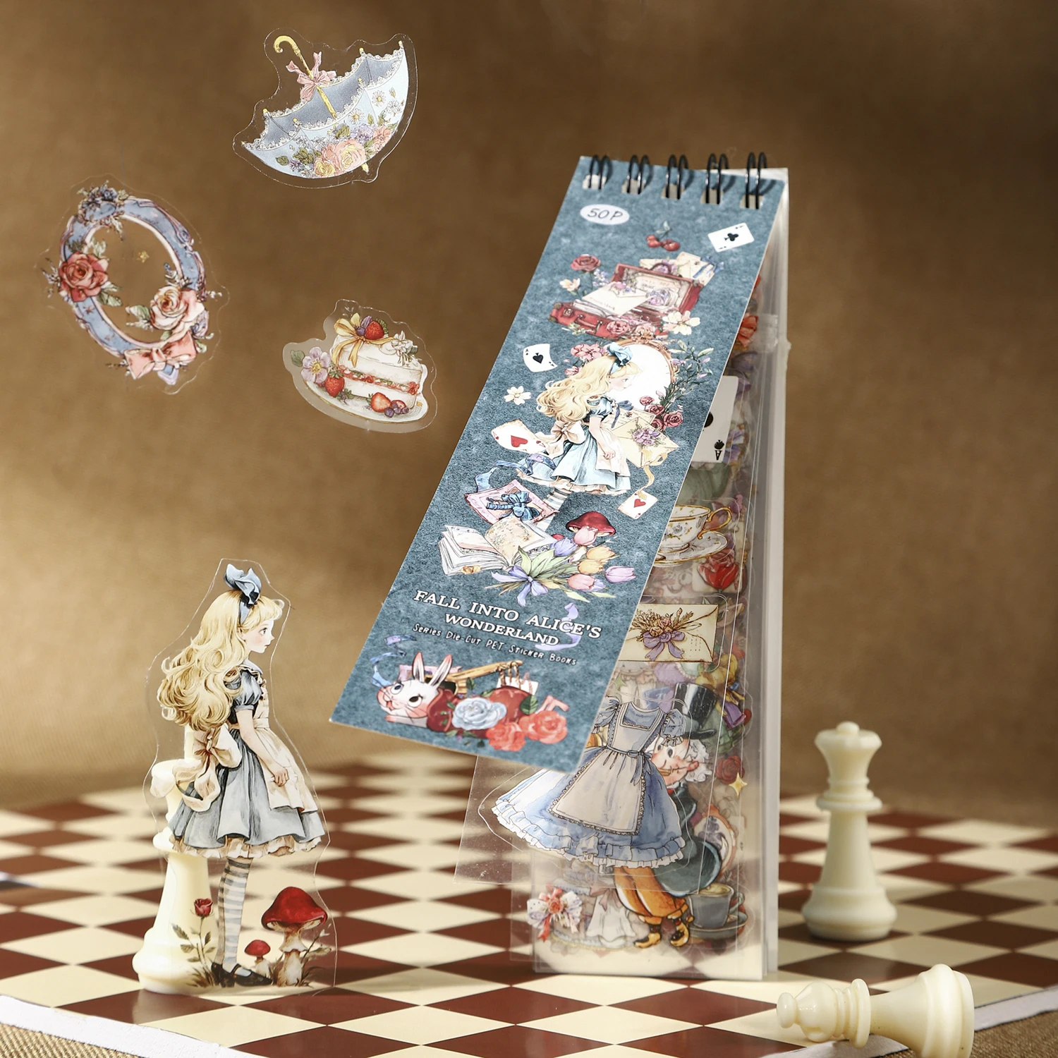 

Alice's Wonderland Series Vintage Character Flower Landscape PET Sticker Book Creative DIY Journal Material Collage Stationery