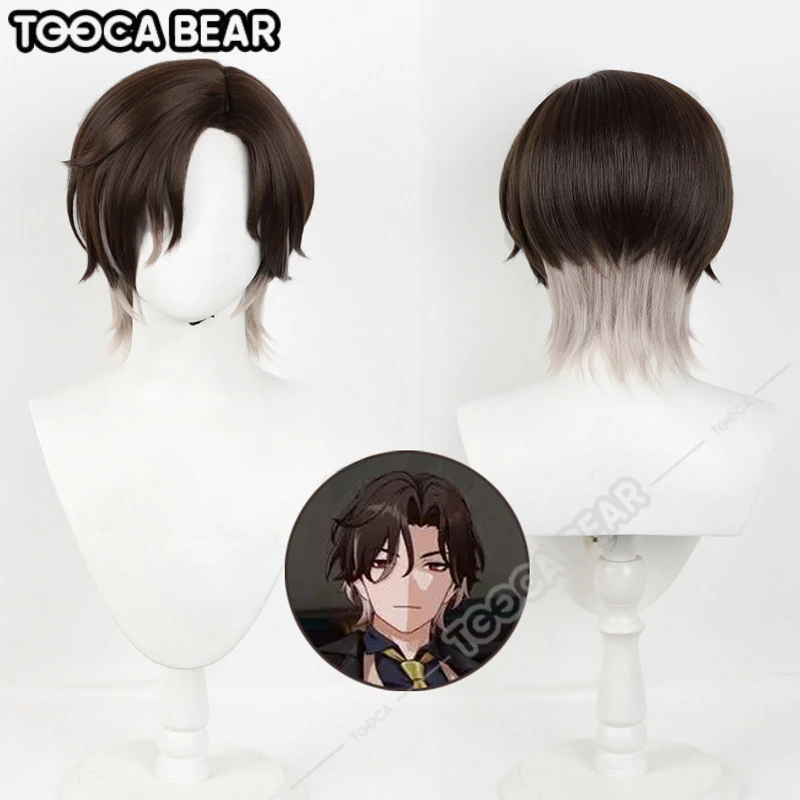 Mr. Reca-Peluca de Cosplay para hombre, juego Honkai: Star Rail, pelo corto degradado, pelo de fibra resistente al calor + gorro de peluca gratis, Halloween