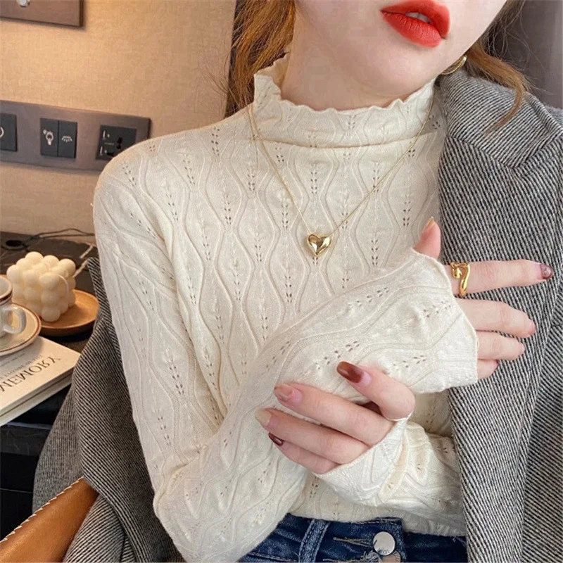 Turtleneck Sweaters Autumn Knitted Jumper 2023 Winter Pullover Cashmere Warm Slim Tops Women Sweater Solid Soft Pull Femme 17688