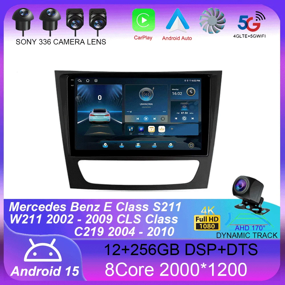 

For Mercedes Benz E Class S211 W211 2002- 2009 CLS Class C219 2004 - 2014 Car Radio Navigation Multimedia Video Player Android15