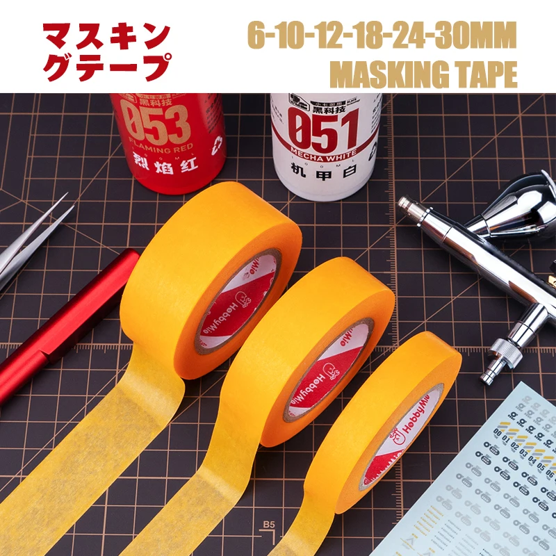 HOBBY MIO Model Masking Tape 6/10/12/18/24/30MM Width Coloring Tape for Spraying Coloring Color Separation Length 18M Craft Tool