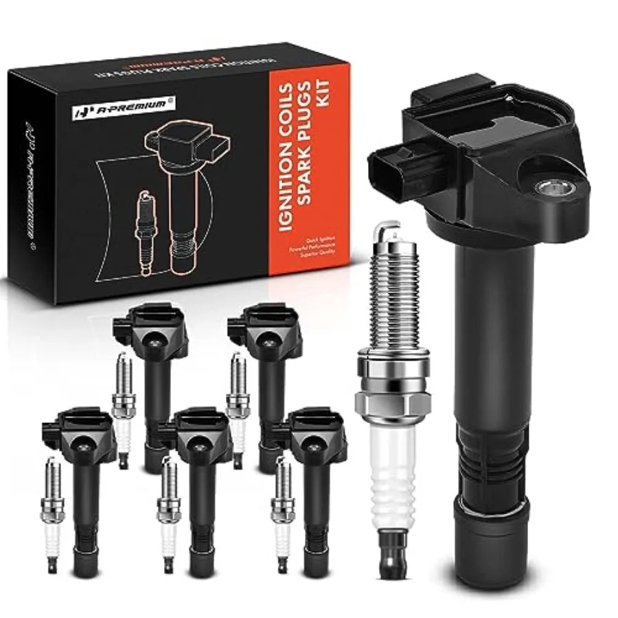 

Set of 6 Ignition Coil Pack and Iridium Spark Plugs Compatible with Accord 2013-2017, Pilot 2016-2019, Odyssey 2018-2019, Ridge