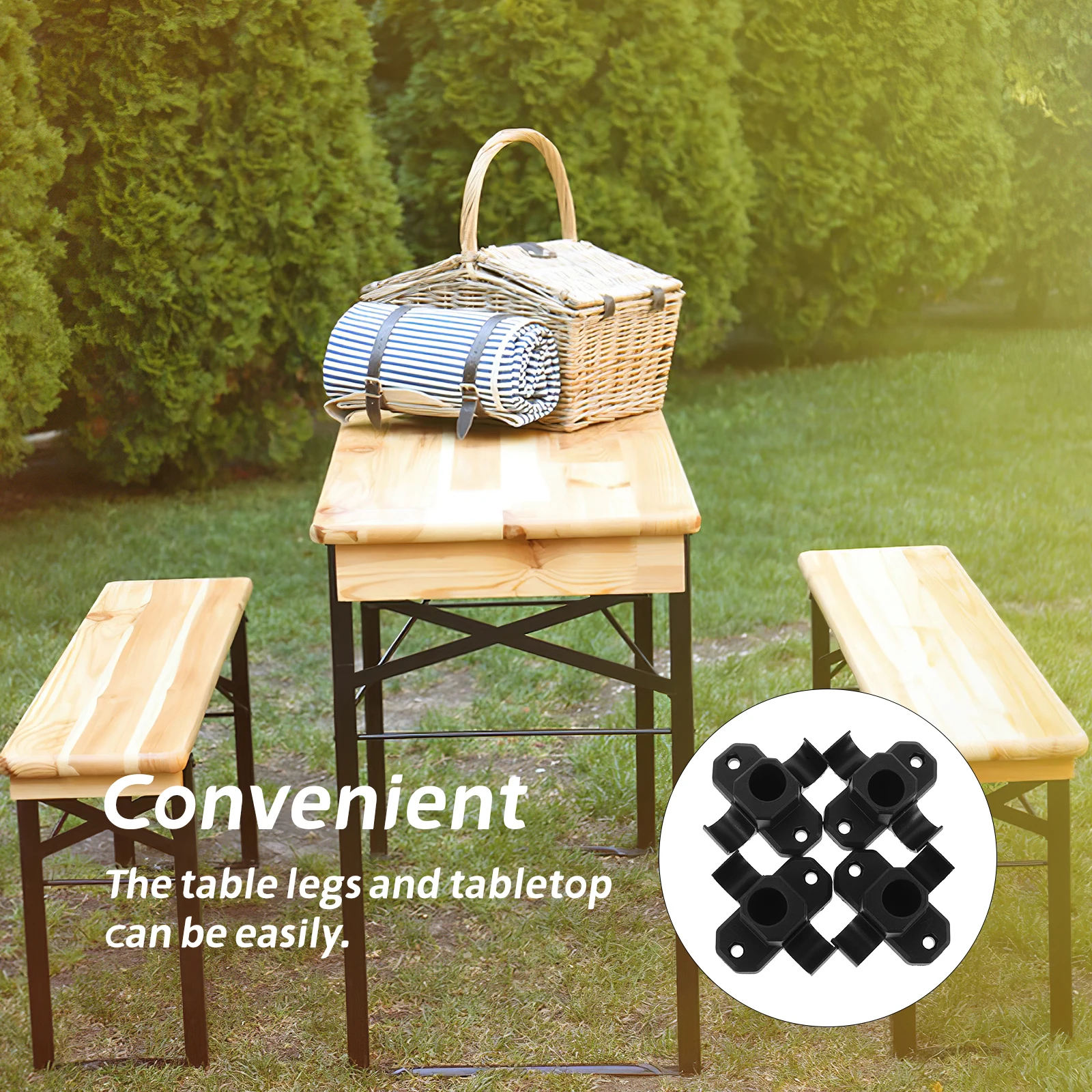 

4pcs Outdoor Furniture Connectors Foldable Table Chair Mounting Plates Pre-Drilled Holes Sturdy Bracket For Camping Stools
